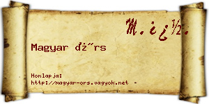 Magyar Örs névjegykártya